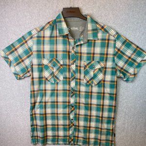 Kuhl Eluxor Large Short Sleeve Snap Button - Checkered Green/White